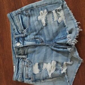 American Eagle Outfitters Blue Distressed Jean Shorts